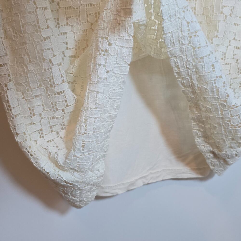 Banana Republic Ivory Lace Eyelet Long Sleeve Mini Dress Size S Stretch Lined - Picture 7 of 10